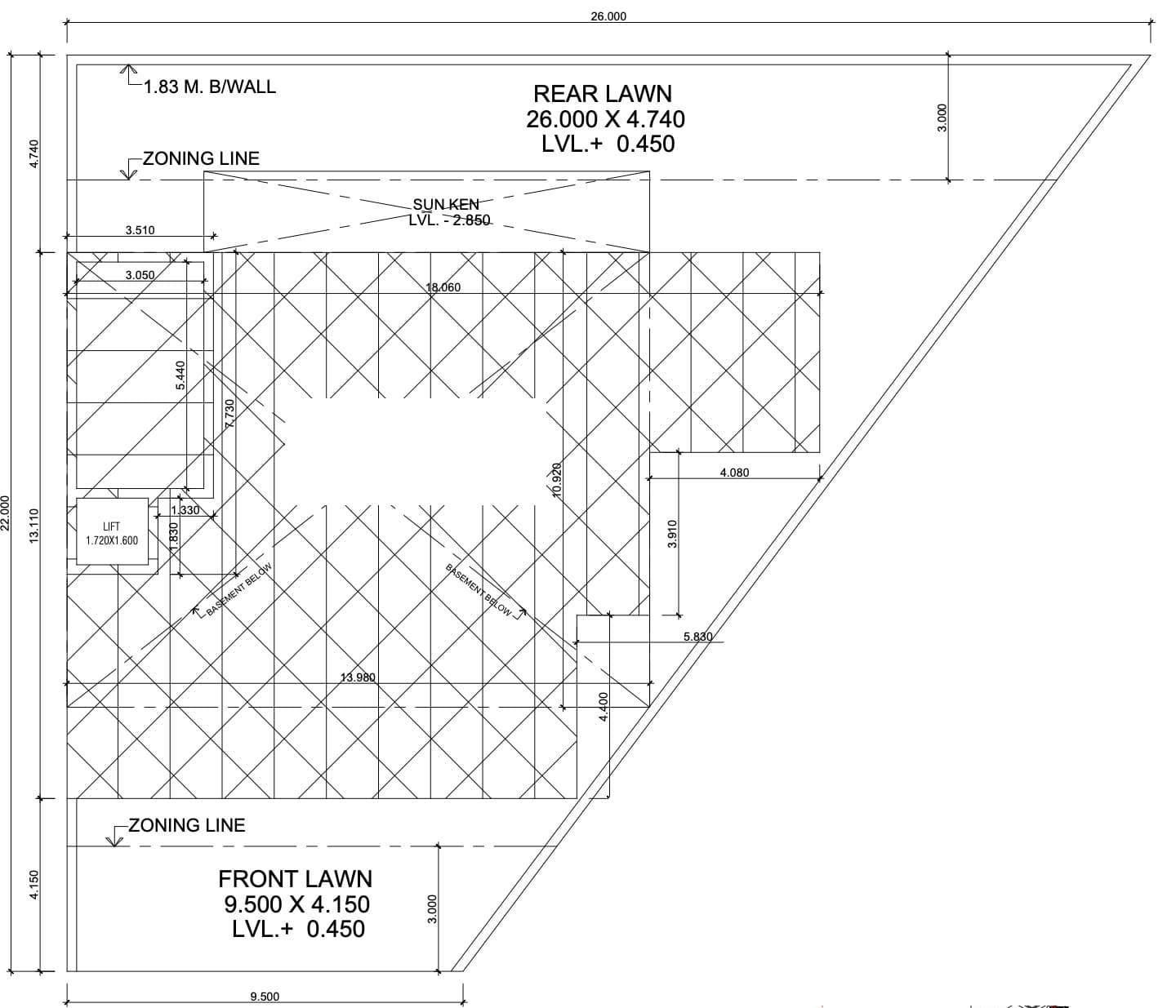 Site plan of the nursing home on a corner plot